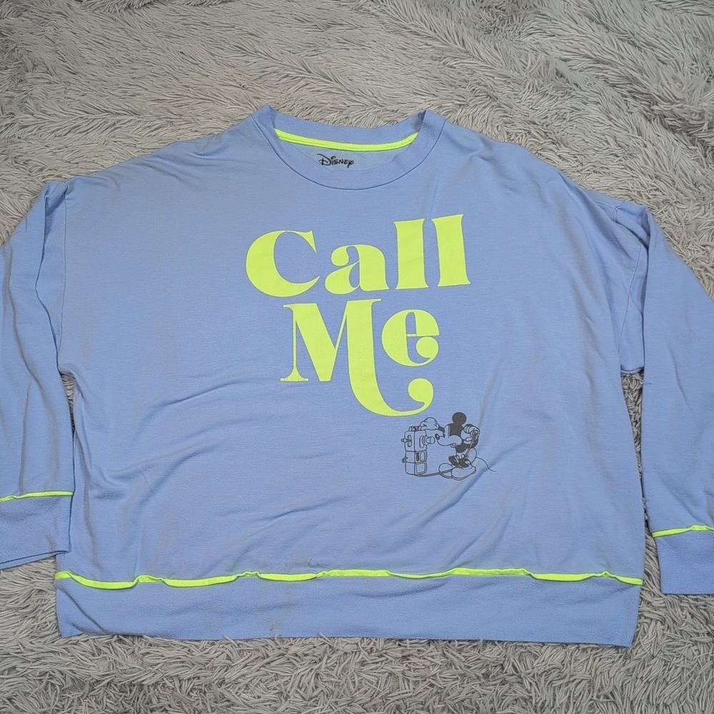 Disney Sweatshirt Womens 2X Blue Lightweight Soft Comfort Casual Mickey Mouse